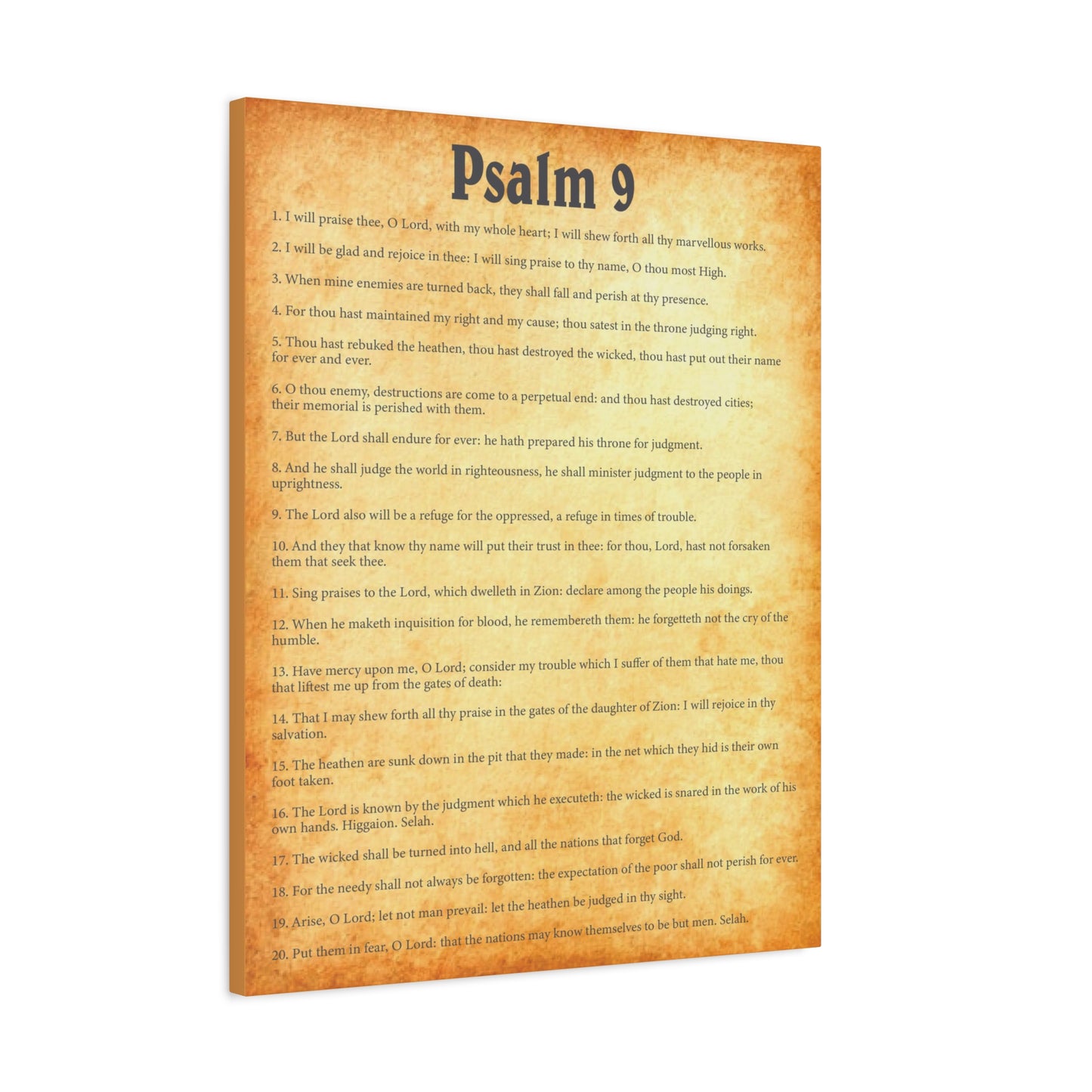 Scripture Walls Psalm 9 Gold Bible Chapter Canvas Christian Wall Art Ready to Hang