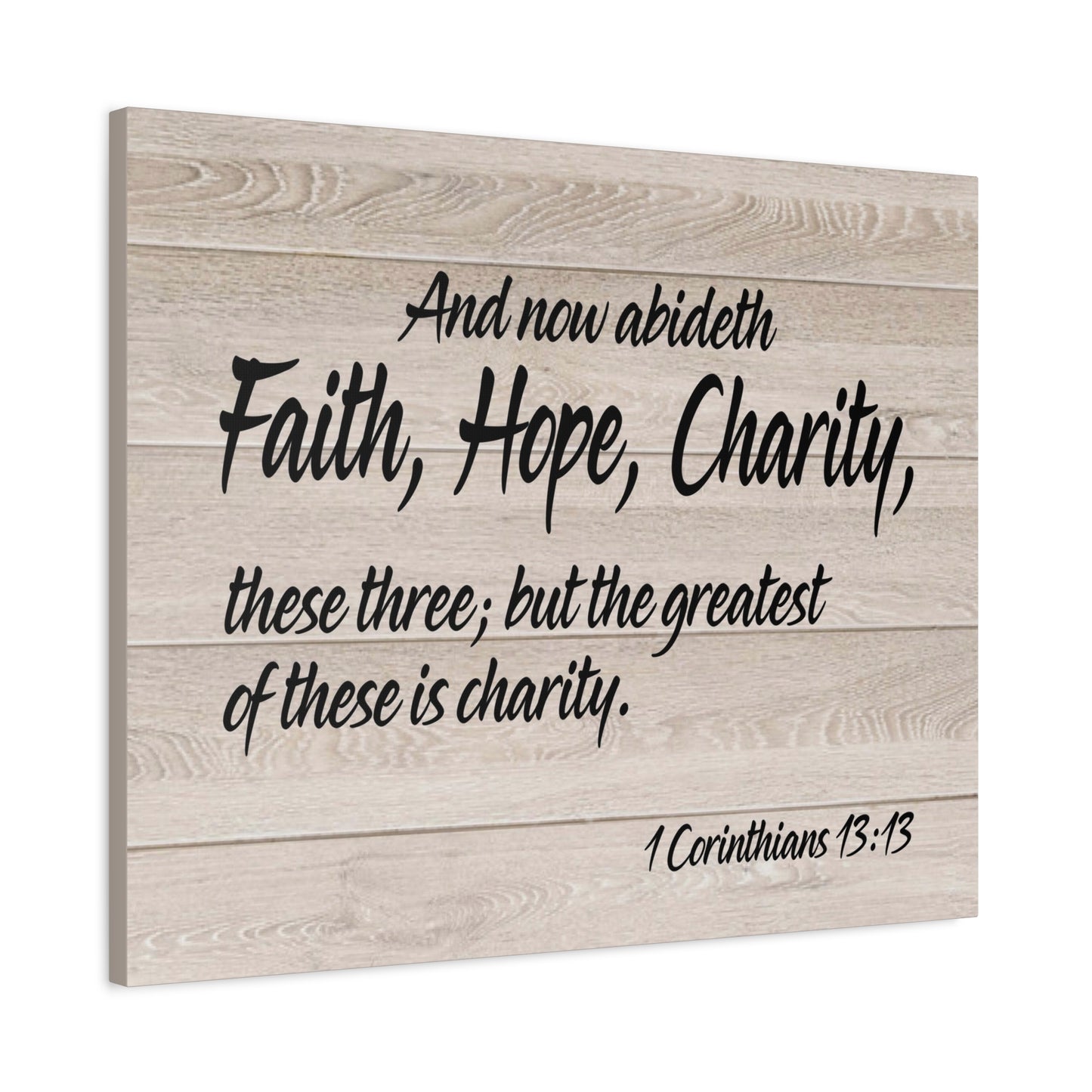 Bible Verse Canvas Faith Hope Charity 1 Corinthians 13:13 Wall Art Christian Home Decor