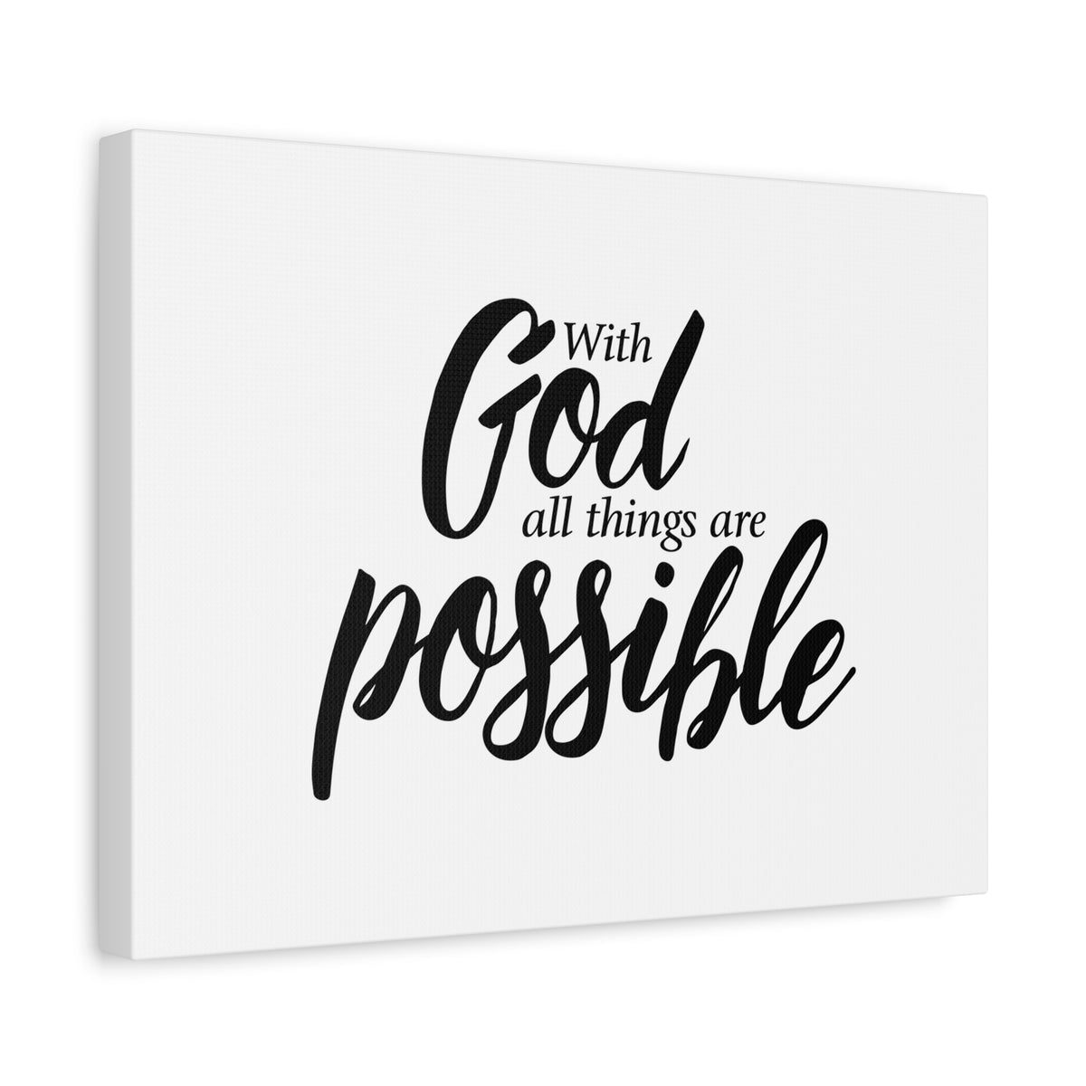 Scripture Canvas With God All Things are Possible Christian Wall Art Bible Verse Print Ready to Hang