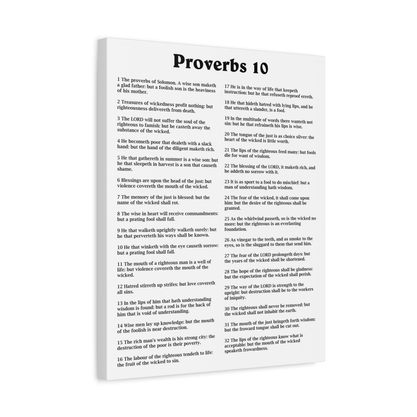 Scripture Walls Proverbs Chapter 10 White Bible Canvas Christian Wall Art Ready to Hang Unframed