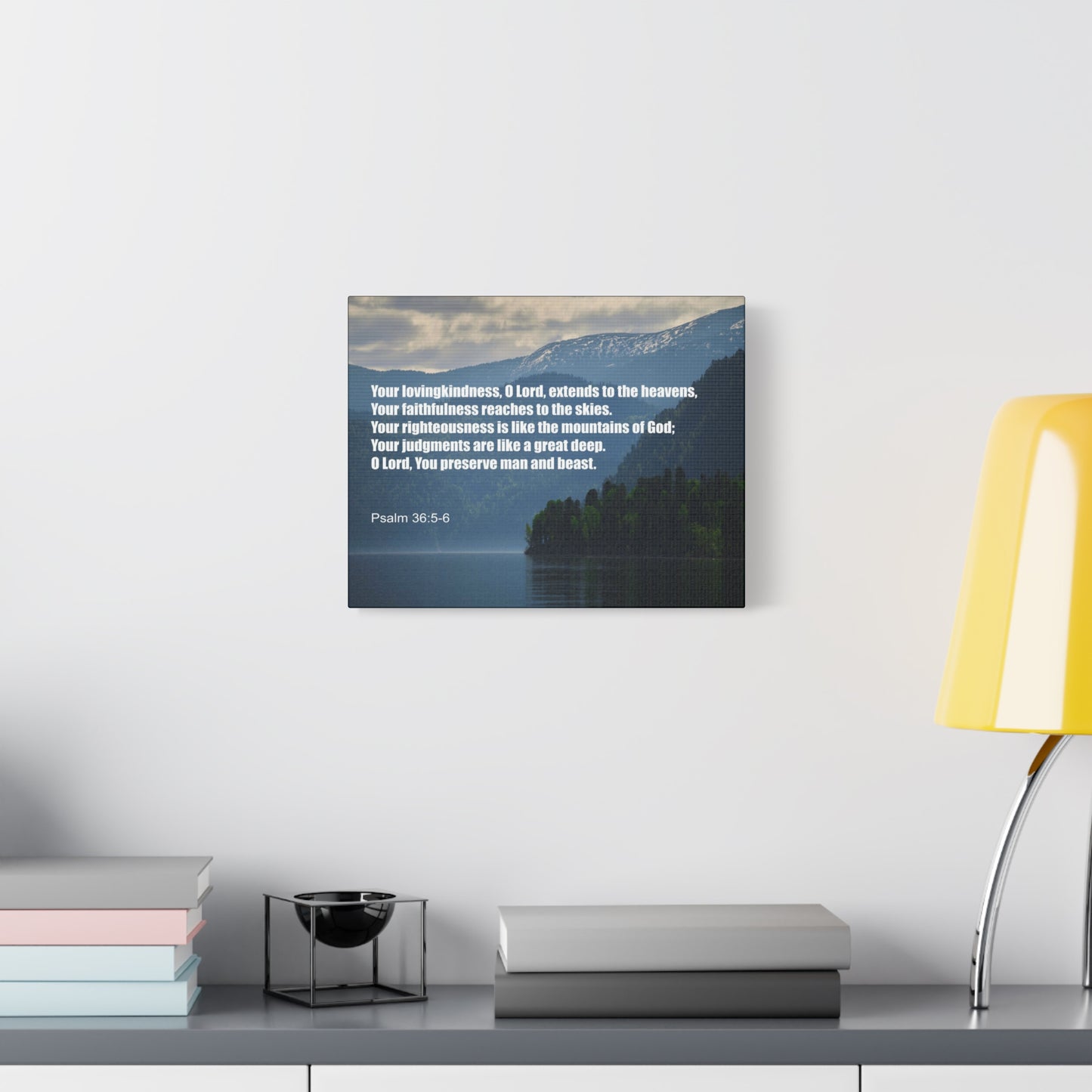 Scripture Canvas Your Lovingkindness Psalm 36:5-6 Christian Wall Art Bible Verse Print Ready to Hang