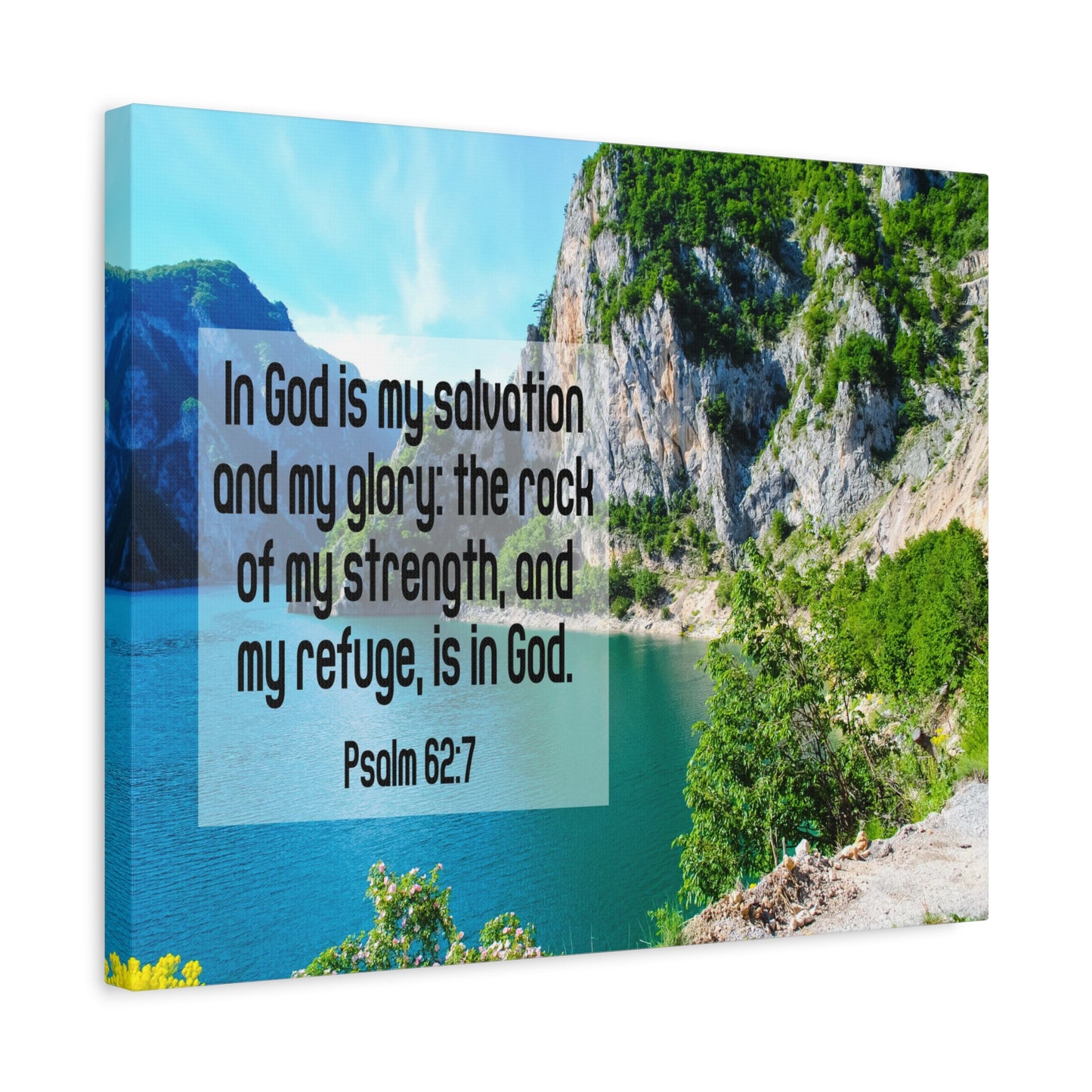Scripture Canvas In God is My Salvation Psalm 62:7 Christian Wall Art Bible Verse Print Ready to Hang