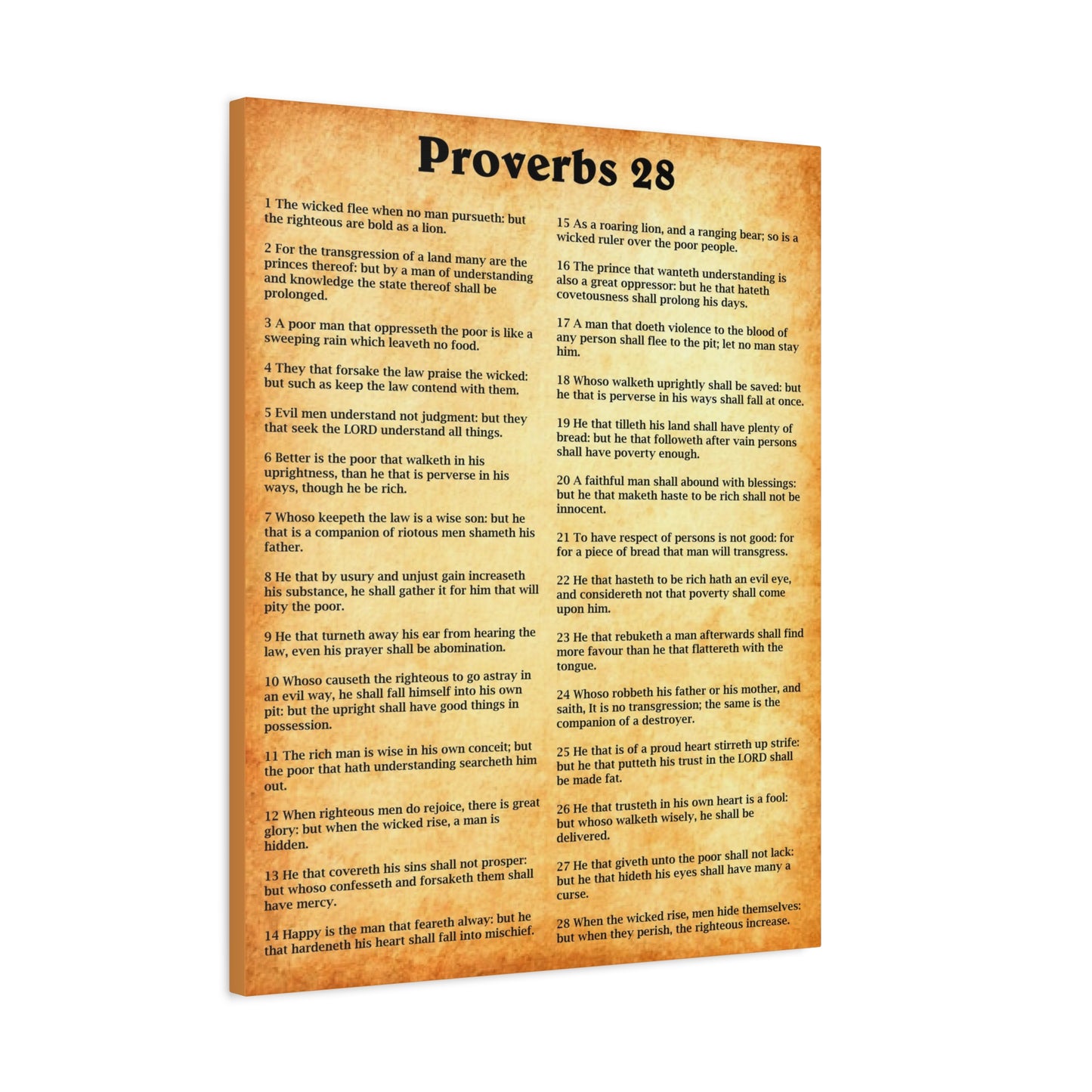 Scripture Walls Proverbs Chapter 28 Gold Bible Canvas Christian Wall Art Ready to Hang Unframed