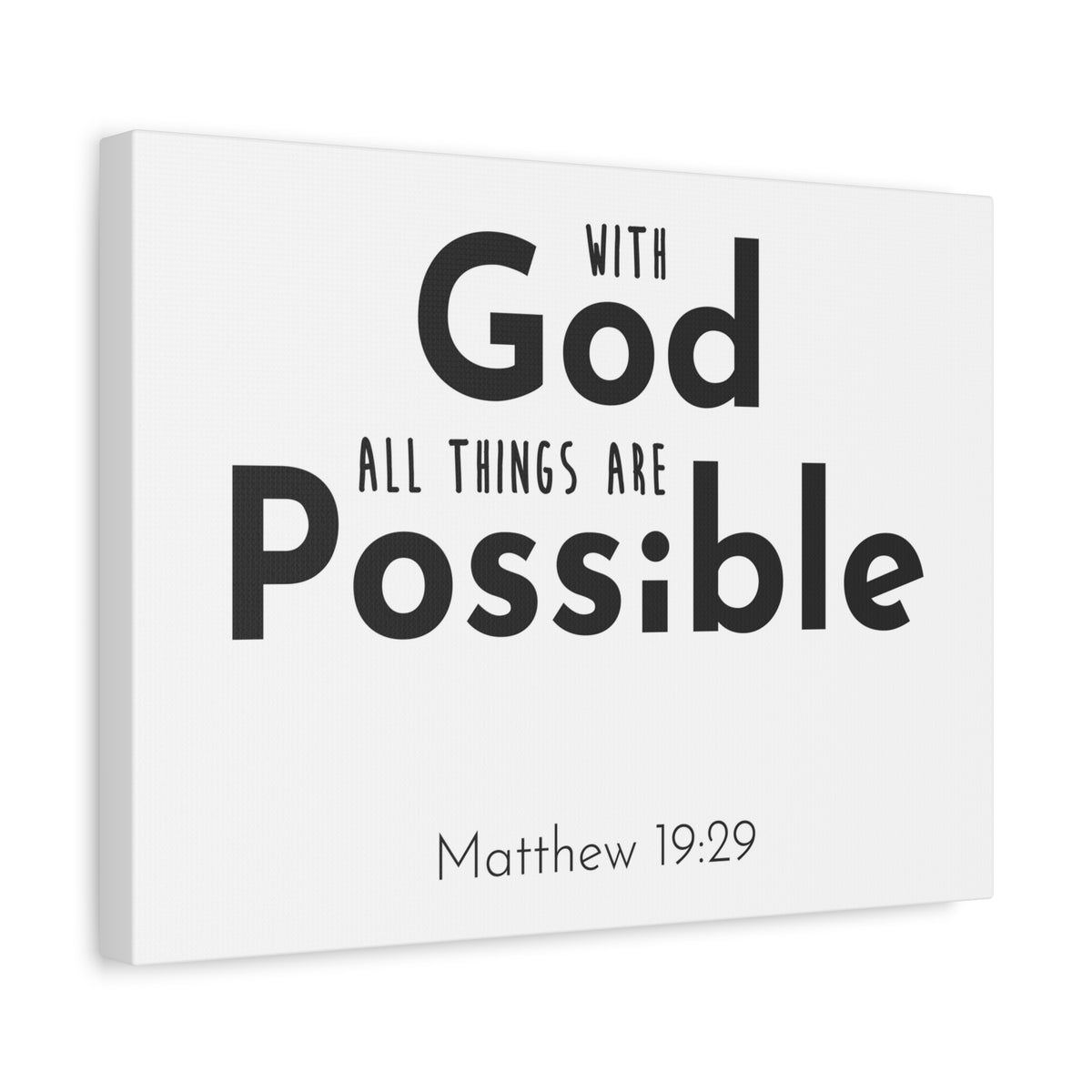 Scripture Canvas With God All Things Matthew 19:29 Christian Wall Art Bible Verse Print Ready To Hang