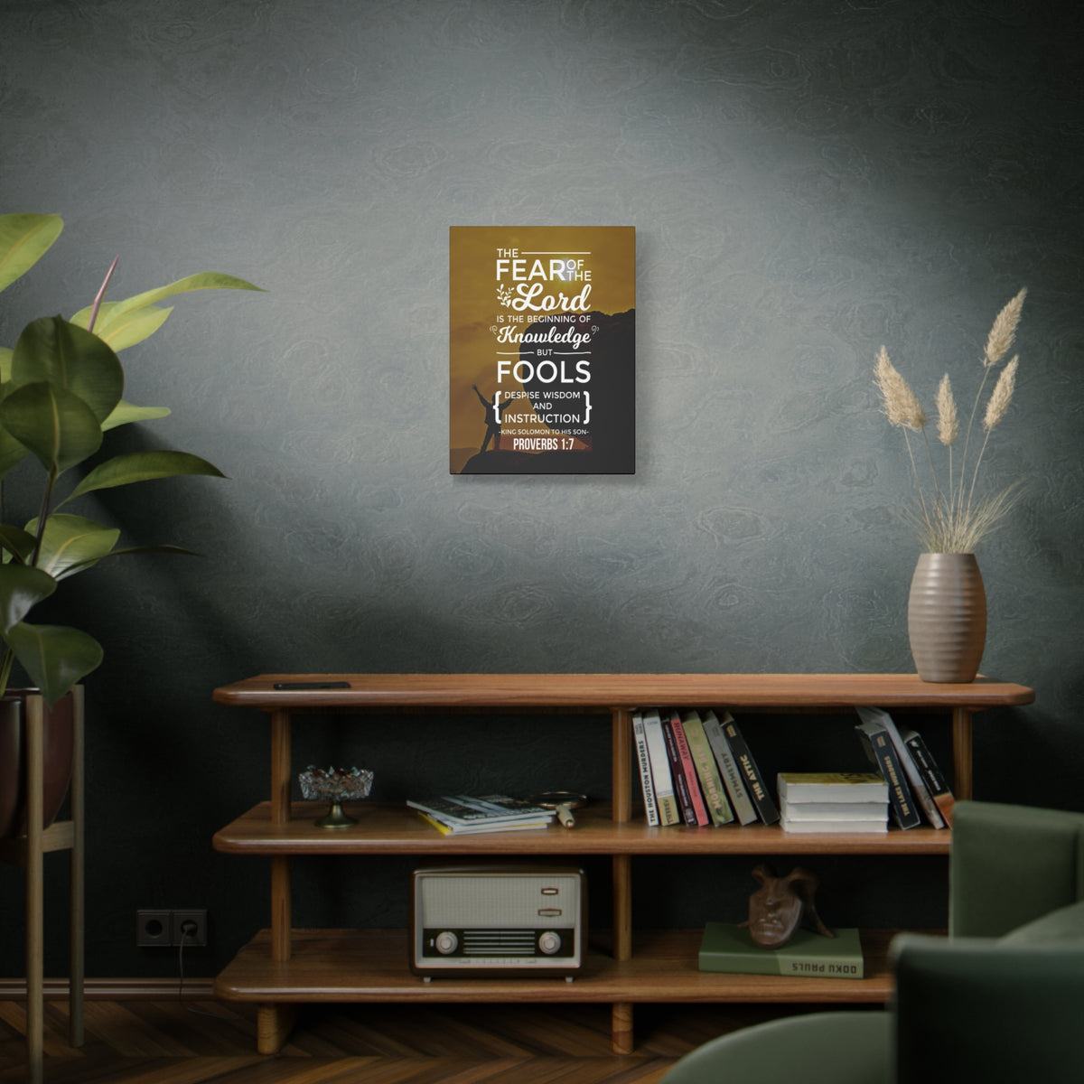 Scripture Canvas Beginning of Knowledge Proverbs 1:7 Christian Wall Art Bible Verse Print Ready to Hang