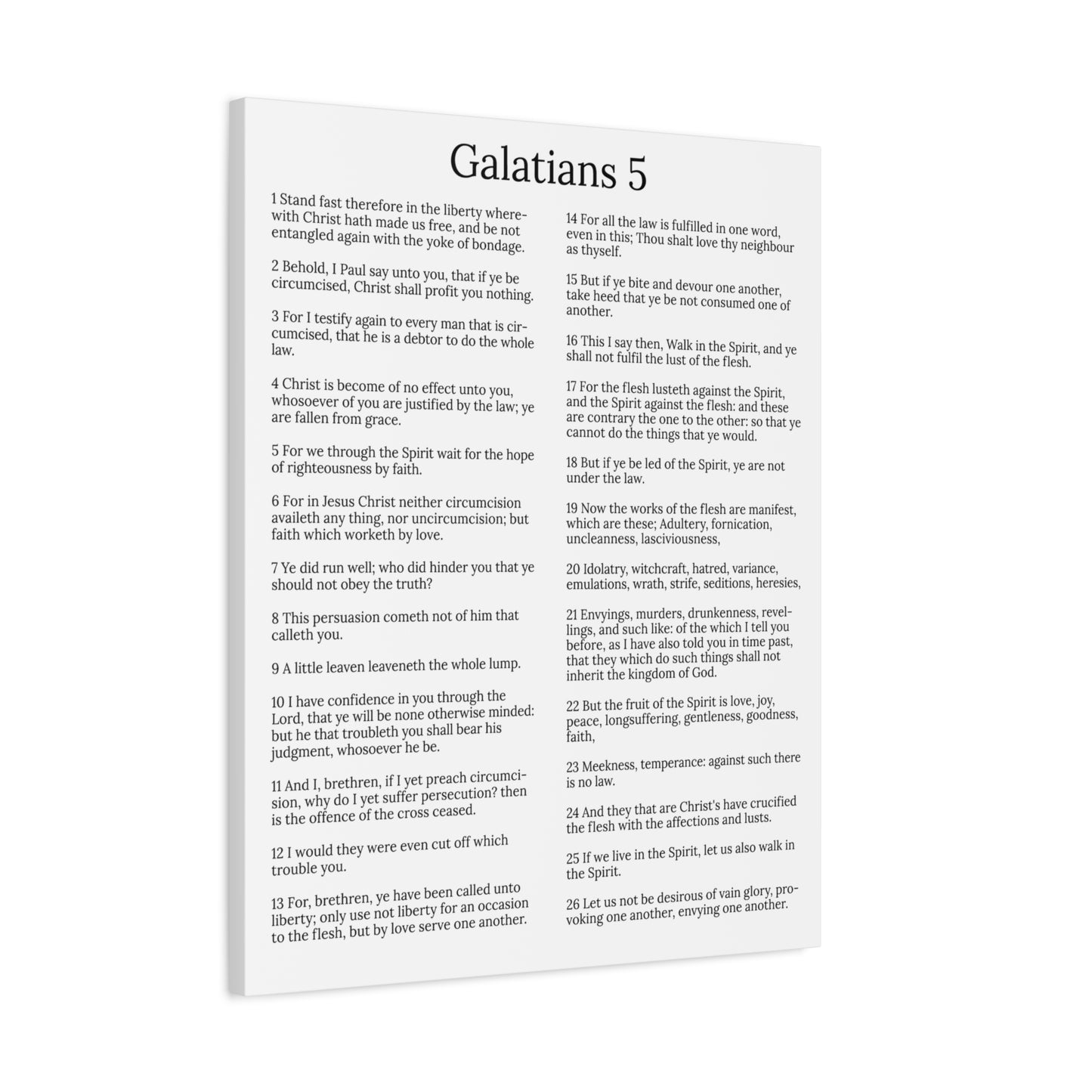 Scripture Walls Fruit of the Spirit Galatians 5 Chapter White Christian Wall Art Print Ready to Hang Unframed