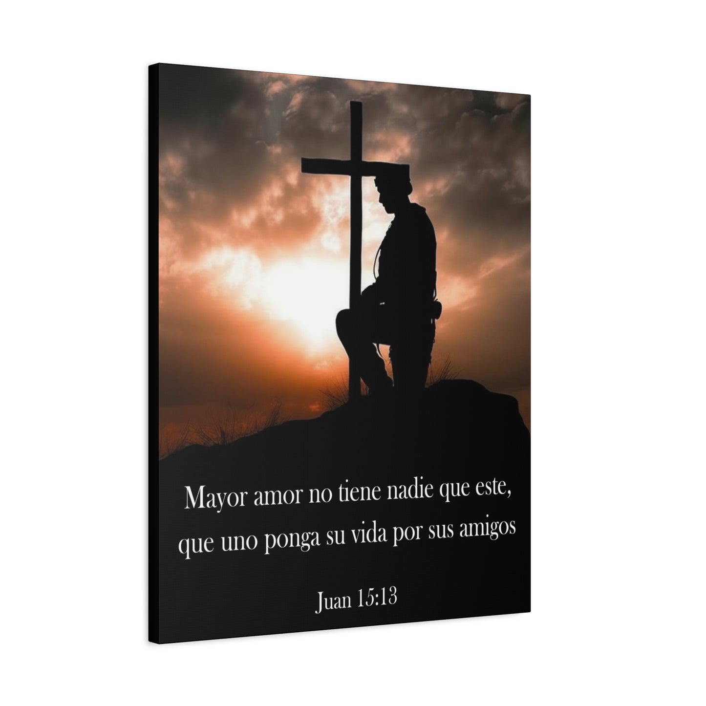 Scripture Walls John 15:13 Greater Love Soldier at Cross Christian Wall Art Print Ready to Hang Unframed
