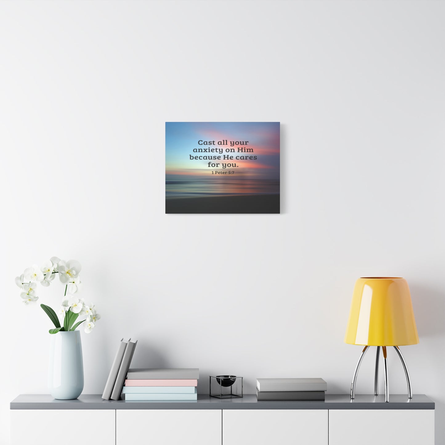 Scripture Walls He Cares For You 1 Peter 5:7 Bible Verse Canvas Christian Wall Art Ready to Hang