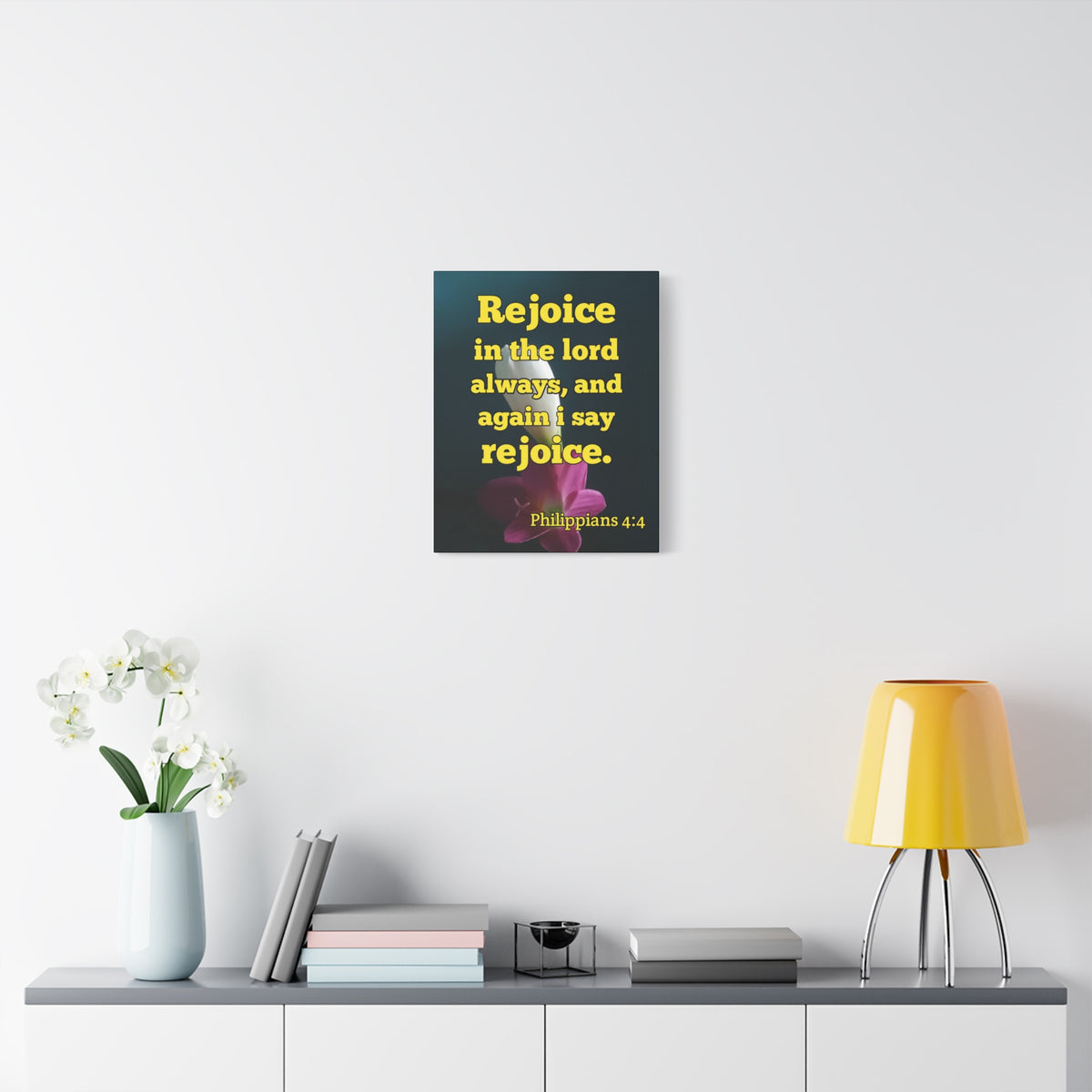 Scripture Canvas In The Lord Always Philippians 4:4 Christian Wall Art Bible Verse Print Ready to Hang