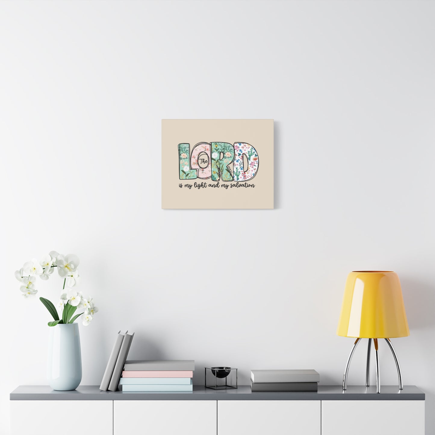 Scripture Walls Light And My Salvation Floral Psalm 27:1 Bible Verse Canvas Christian Wall Art Ready to Hang