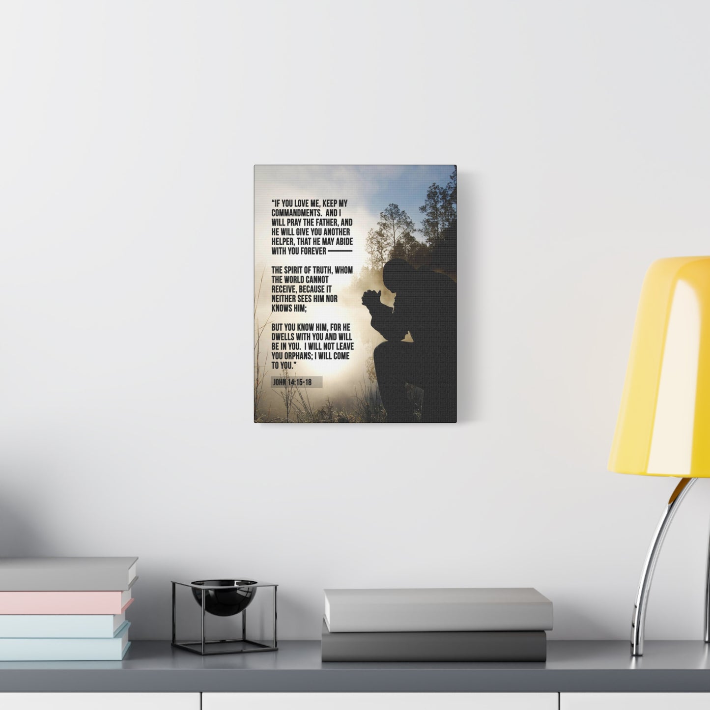 Scripture Canvas Keep my Commandments John 14:15‭-‬18 Christian Wall Art Bible Verse Print Ready to Hang