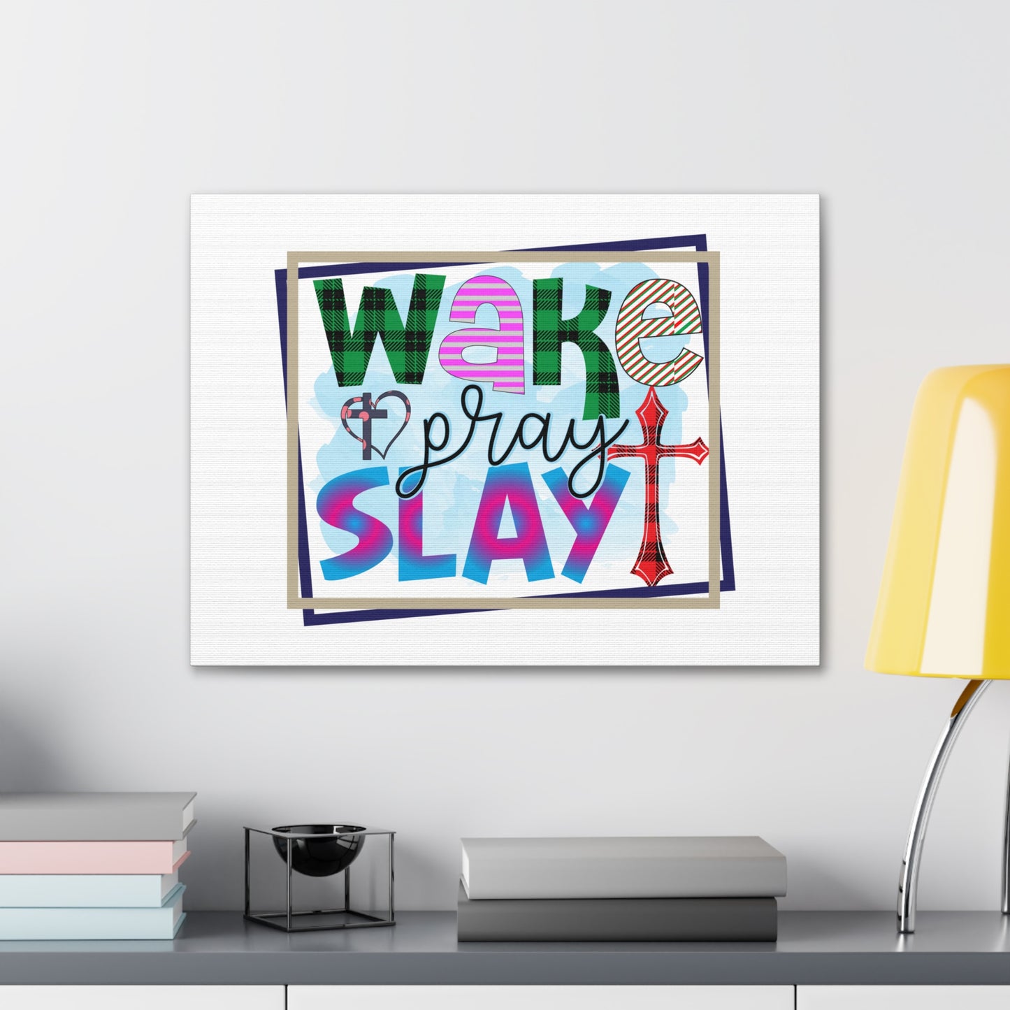 Wake, Pray, Slay Luke 21:36 Square Christian Wall Art Bible Verse Print Ready to Hang