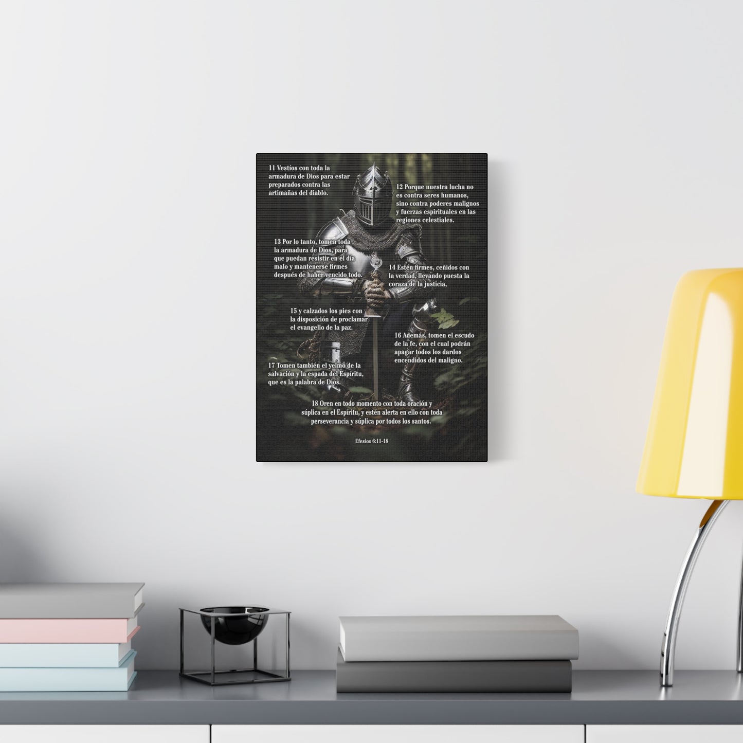Scripture Walls Armor Of God Ephesians 6:11-18 Spanish Soldier Kneels Christian Wall Art Print Ready to Hang Unframed