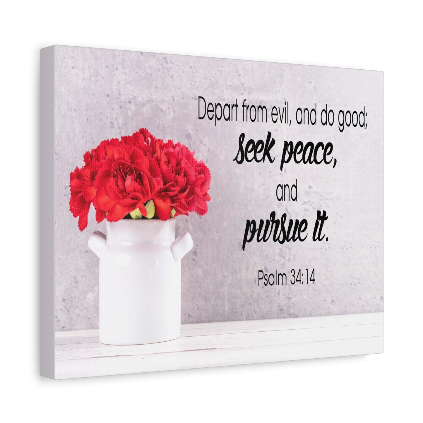 Scripture Canvas Seek Peace and Pursue It Psalm 34:14 Christian Wall Art Bible Verse Print Ready to Hang