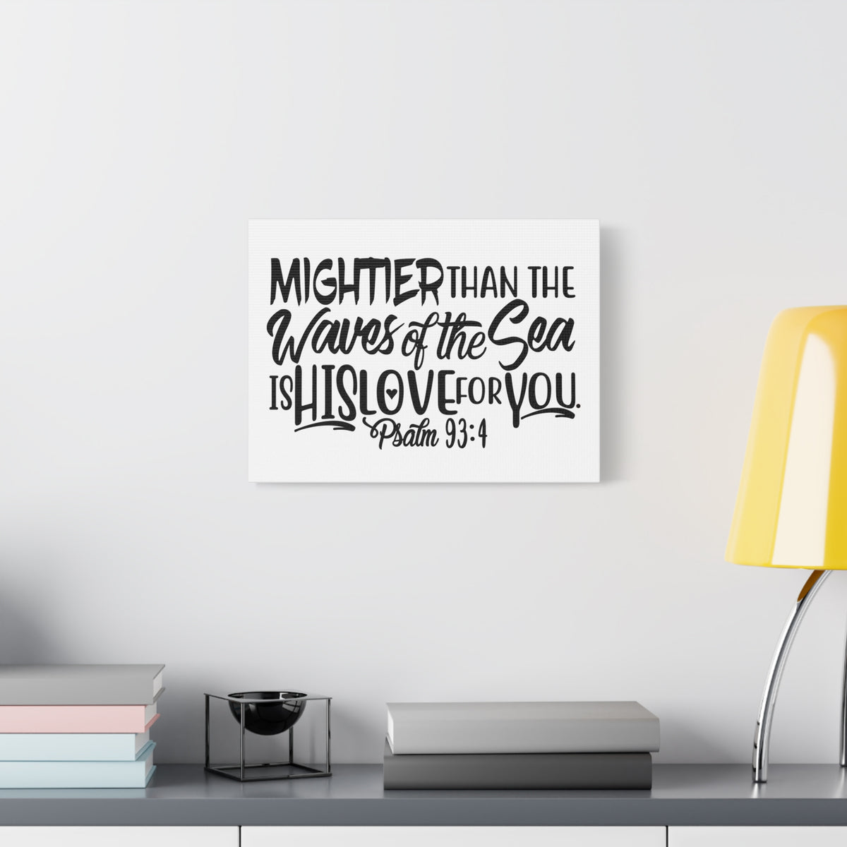 Scripture Canvas Mightier Than The Waves Psalm 93:4 Christian Wall Art Bible Verse Print Ready to Hang