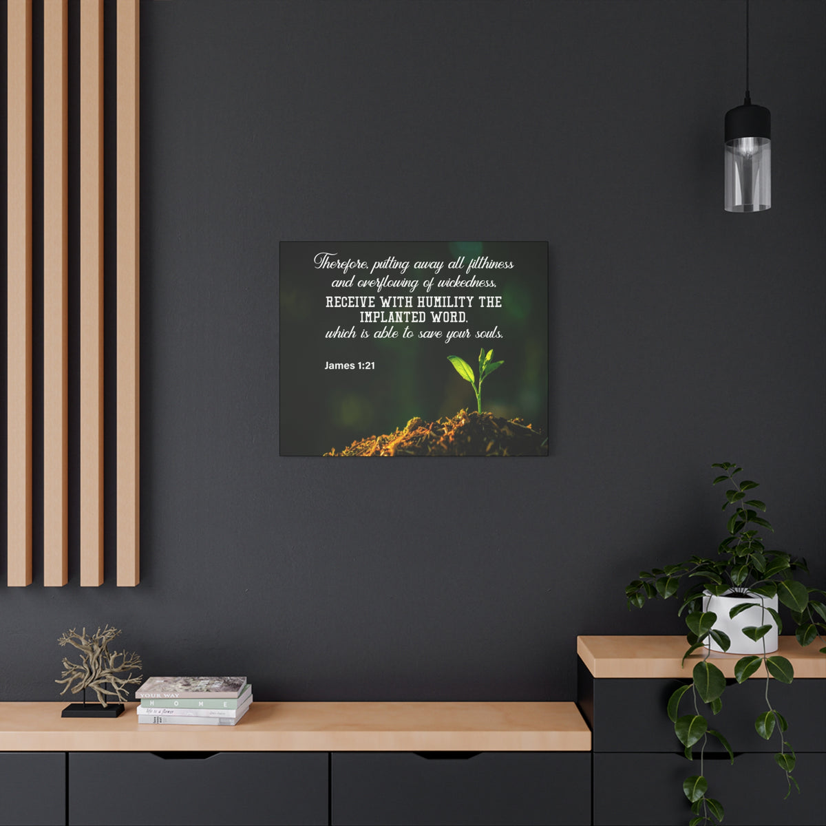 Scripture Canvas Implanted Word James 1:21 Christian Wall Art Bible Verse Print Ready to Hang