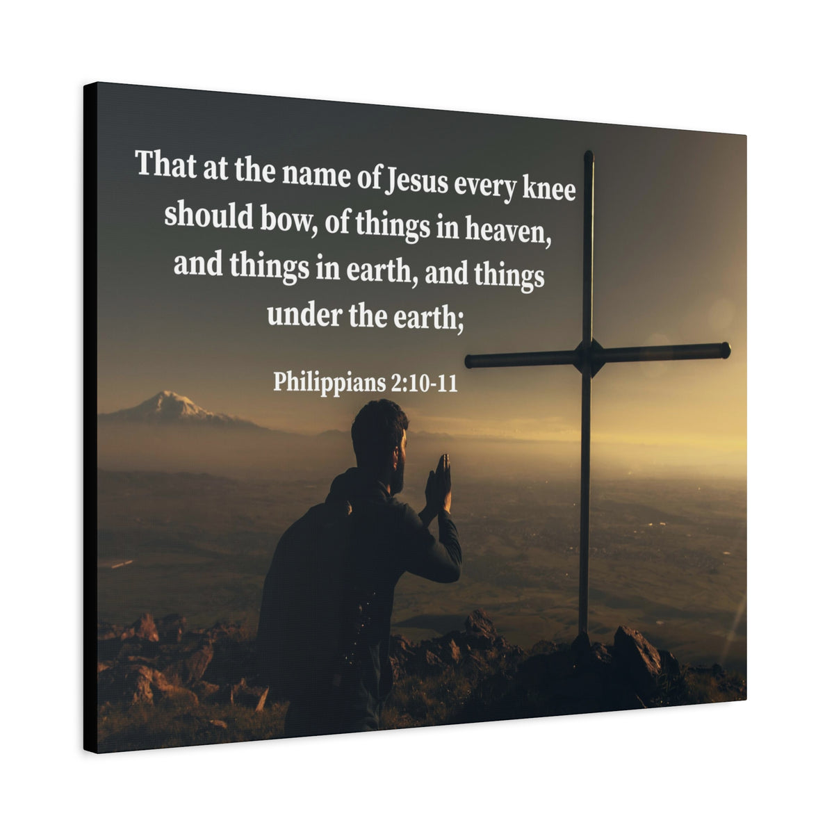 Scripture Canvas Every Knee Shall Bow Philippians 2:10-11 Christian Wall Art Bible Verse Print Ready to Hang