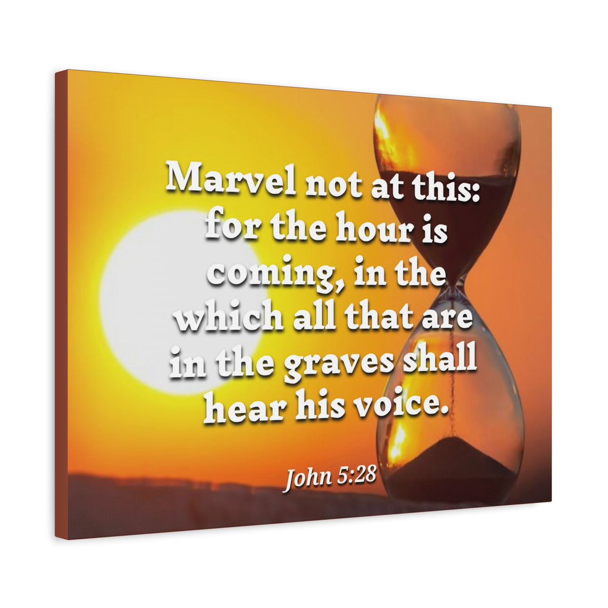 Scripture Canvas Hear His Voice John 5:28 Christian Wall Art Bible Verse Print Ready to Hang