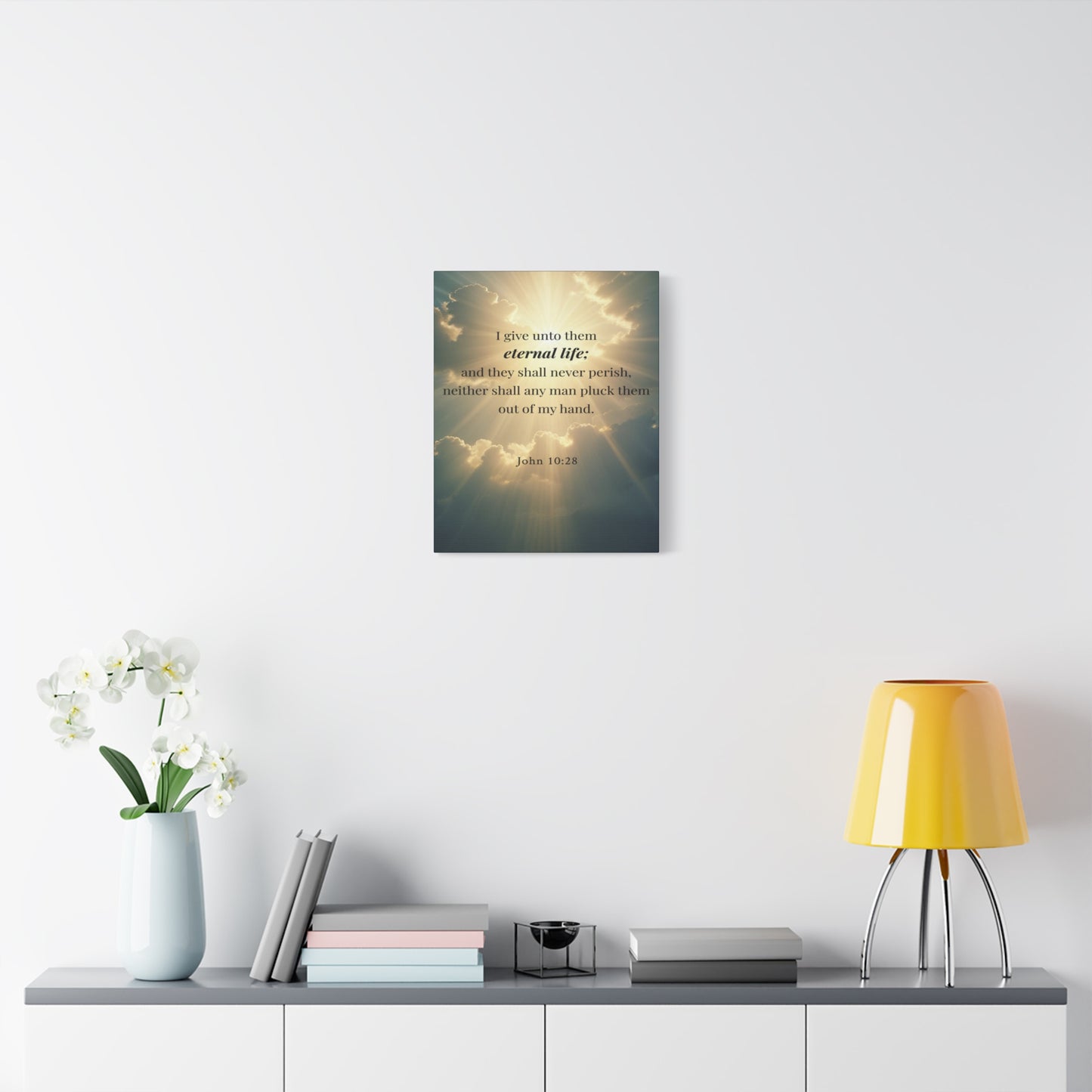 Scripture Walls John 10:28 Eternal Assurance Bible Verse Canvas Christian Wall Art Ready to Hang Unframed