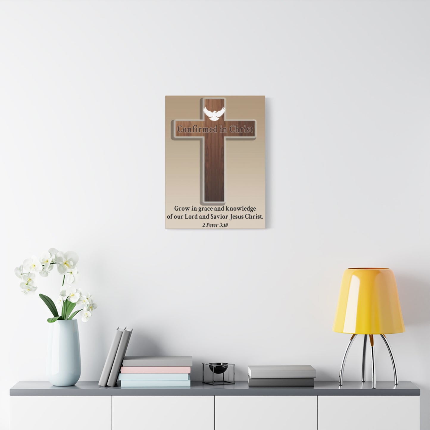 Scripture Walls 2 Peter 3:18 Confirmed in Christ Cross Bible Canvas Christian Wall Art Ready to Hang Unframed
