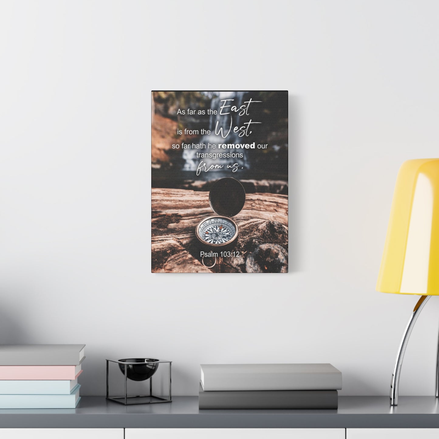 Scripture Canvas From Us Psalm 103:12 Christian Wall Art Bible Verse Print Ready to Hang