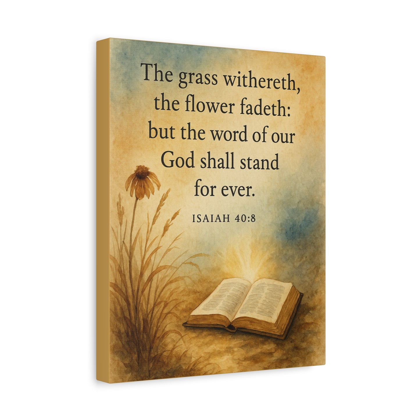 Bible Verse Canvas Isaiah 40:8 Christian Home Décor Wall Art Scripture Ready to Hang Faith Print