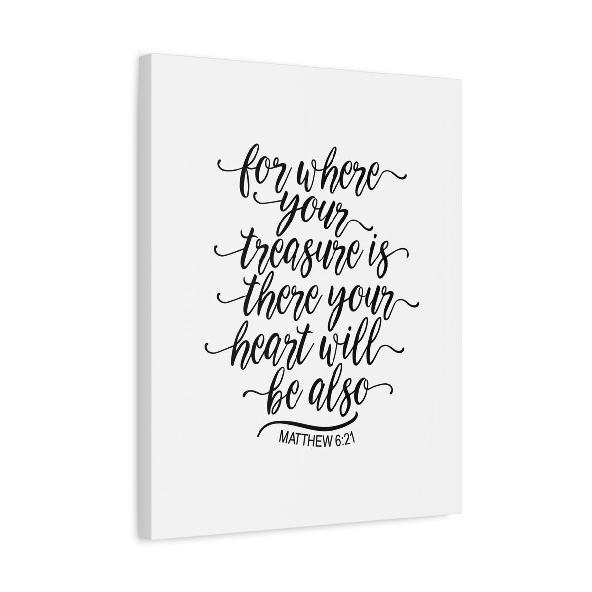 Scripture Canvas Your Heart Matthew 6:21 Christian Wall Art Bible Verse Print Ready to Hang