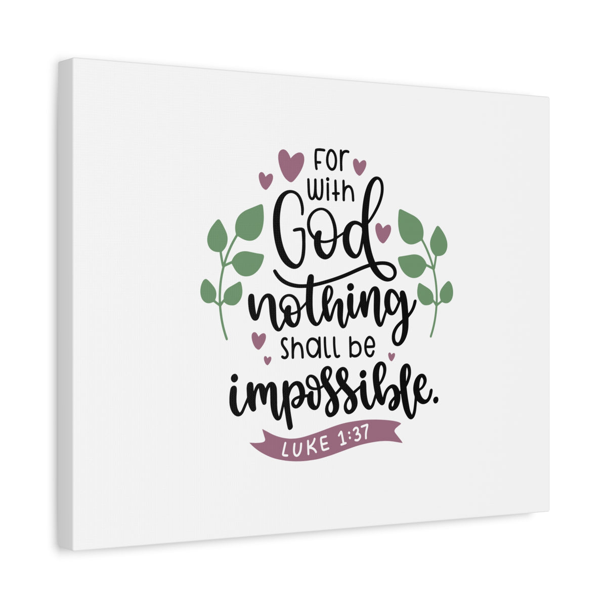 Scripture Canvas For With God Luke 1:37 Christian Wall Art Bible Verse Print Ready to Hang
