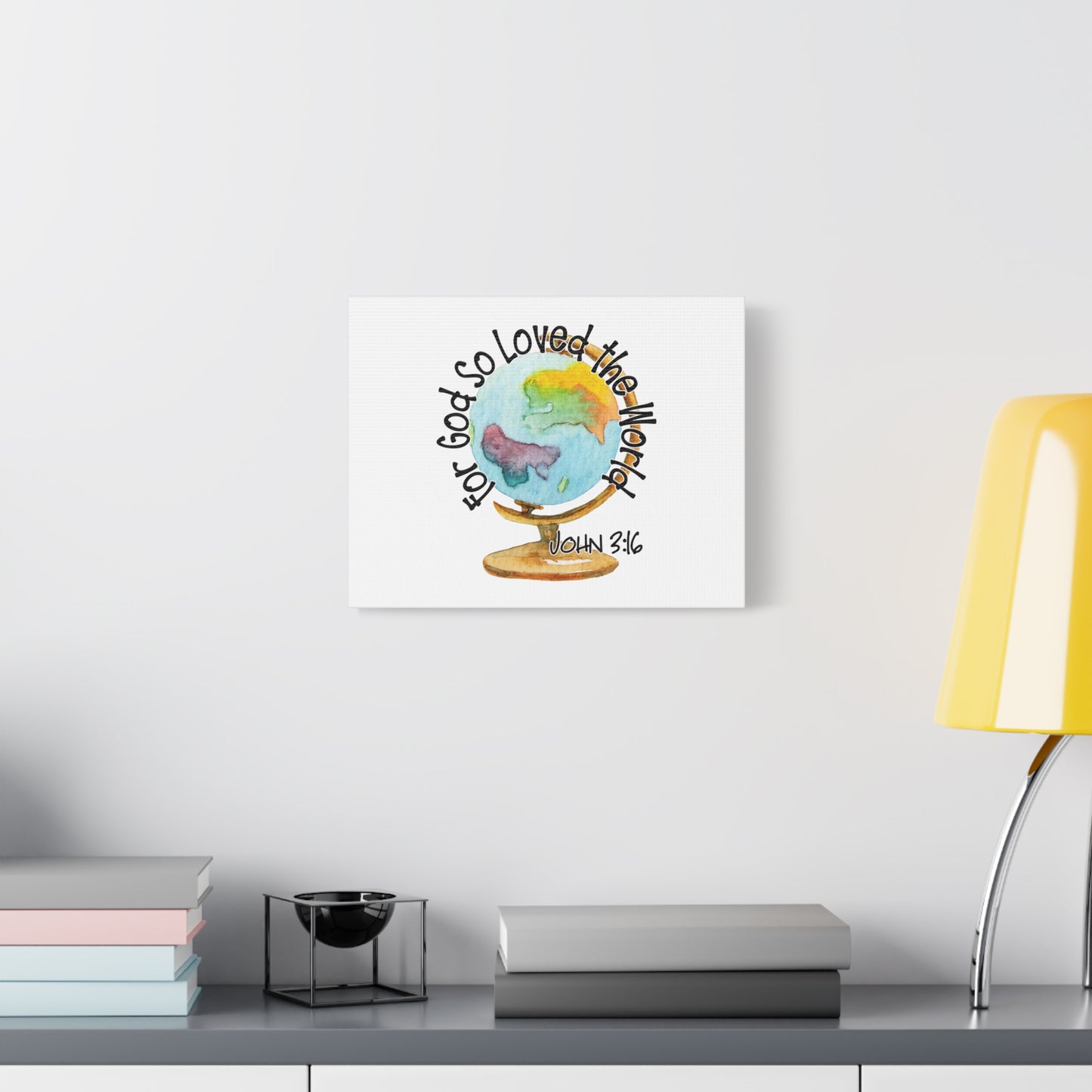 Scripture Canvas For God So Loved The World John 3:16 Christian Wall Art Bible Verse Print Ready to Hang