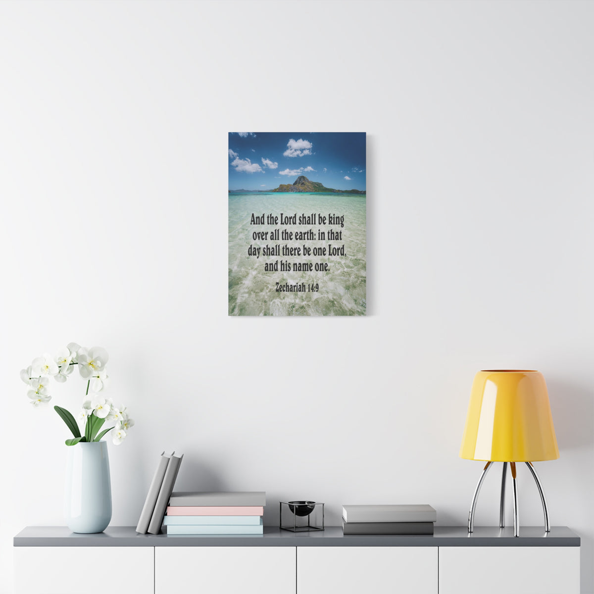 Scripture Canvas The Lord Shall Be King Zechariah 14:9 Christian Wall Art Bible Verse Print Ready to Hang