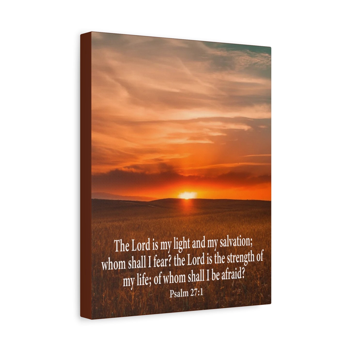 Bible Verse Canvas Lord is My Salvation Psalm 27:1 Christian Wall Décor Scripture Art Ready to Hang