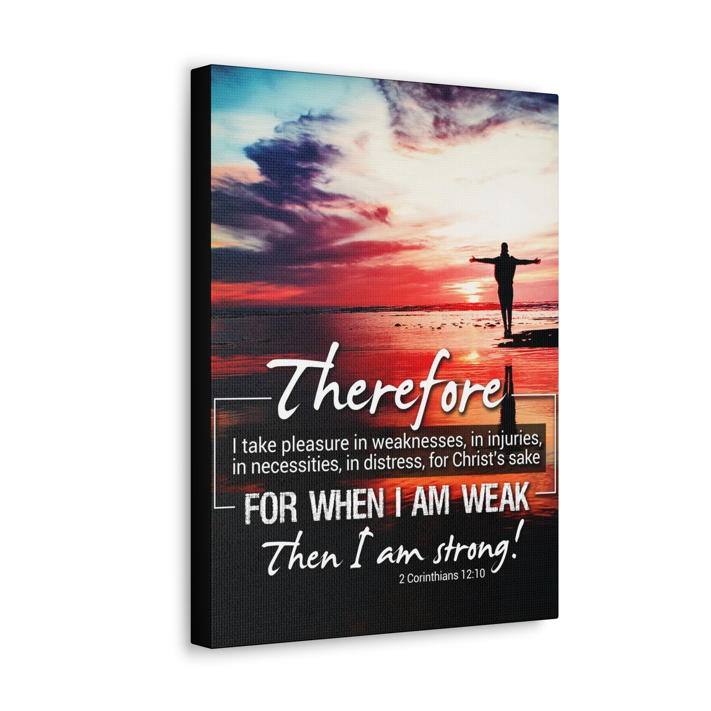 Then I Am Strong 2 Corinthians 12:10 Christian Wall Art Bible Verse Print Ready to Hang