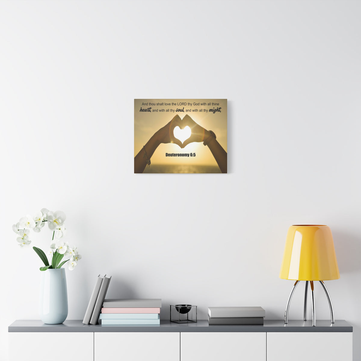 Scripture Canvas Love The Lord Deuteronomy 6:5 Christian Wall Art Bible Verse Print Ready to Hang