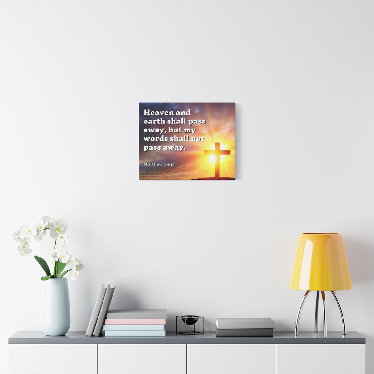 Scripture Canvas My Words Matthew 24:35 Christian Wall Art Bible Verse Print Ready to Hang