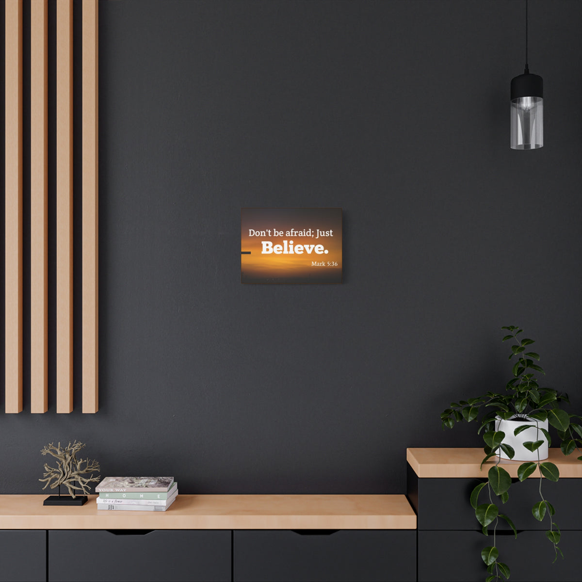 Scripture Canvas Believe Mark 5:36 Christian Wall Art Bible Verse Print Ready to Hang