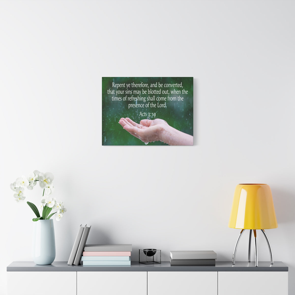 Scripture Canvas The Presence of The Lord Acts 3:19 Christian Wall Art Bible Verse Print Ready to Hang