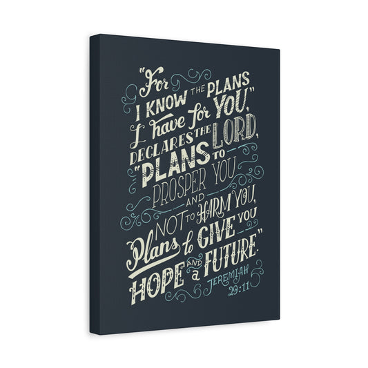 Scripture Canvas Declares The Lord Jeremiah 29:11 Christian Wall Art Bible Verse Print Ready to Hang