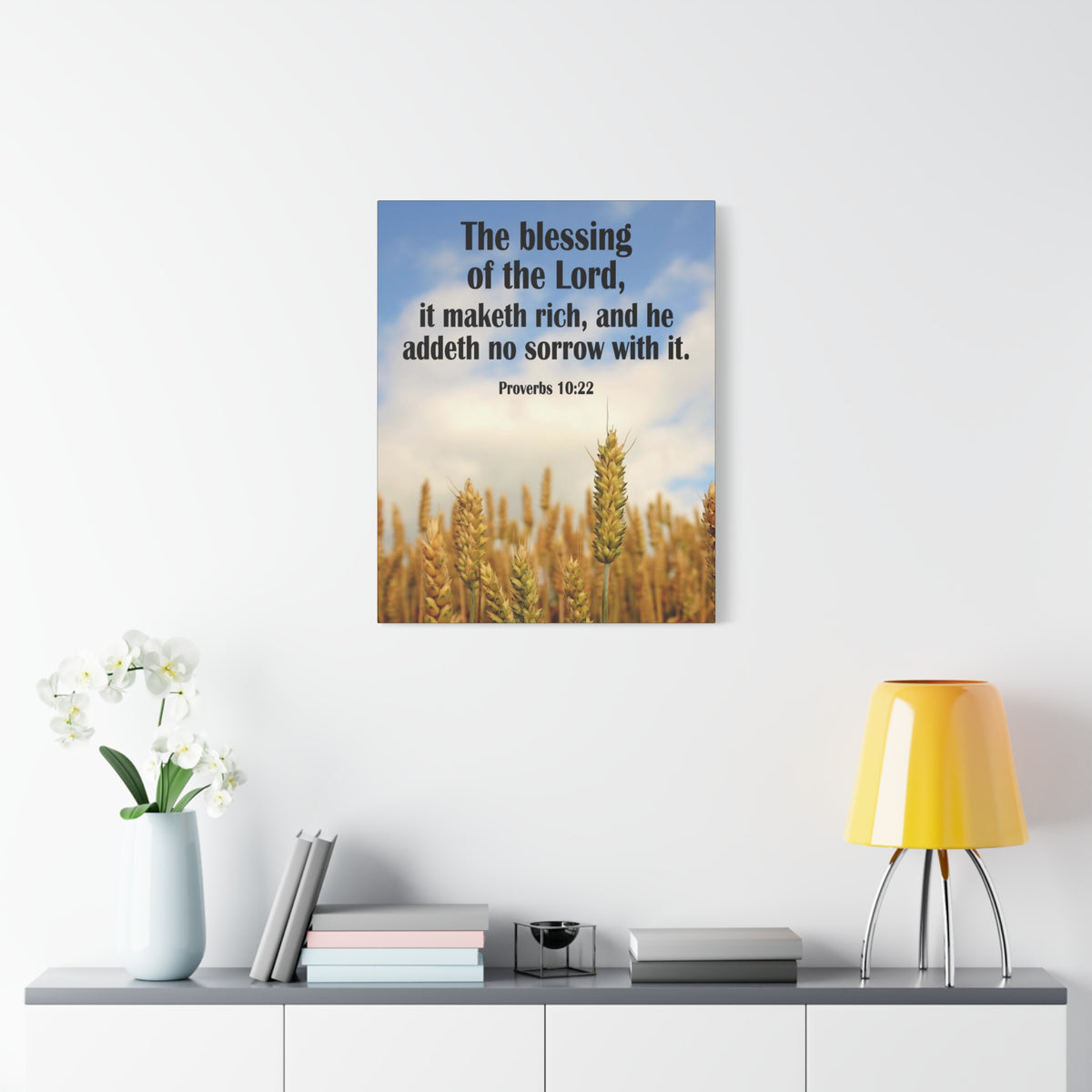 Scripture Canvas The Blessing of The Lord Proverbs 10:22 Christian Wall Art Bible Verse Print Ready to Hang