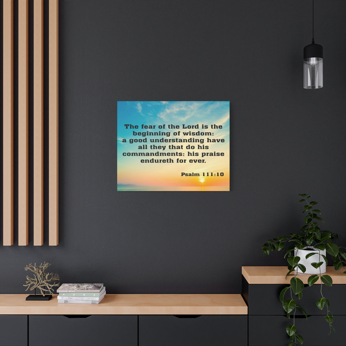 Bible Verse Canvas The Fear of The Lord is The Beginning of Wisdom Psalm 111:10 Christian Home Décor Wall Art Scripture Ready to Hang Faith Print