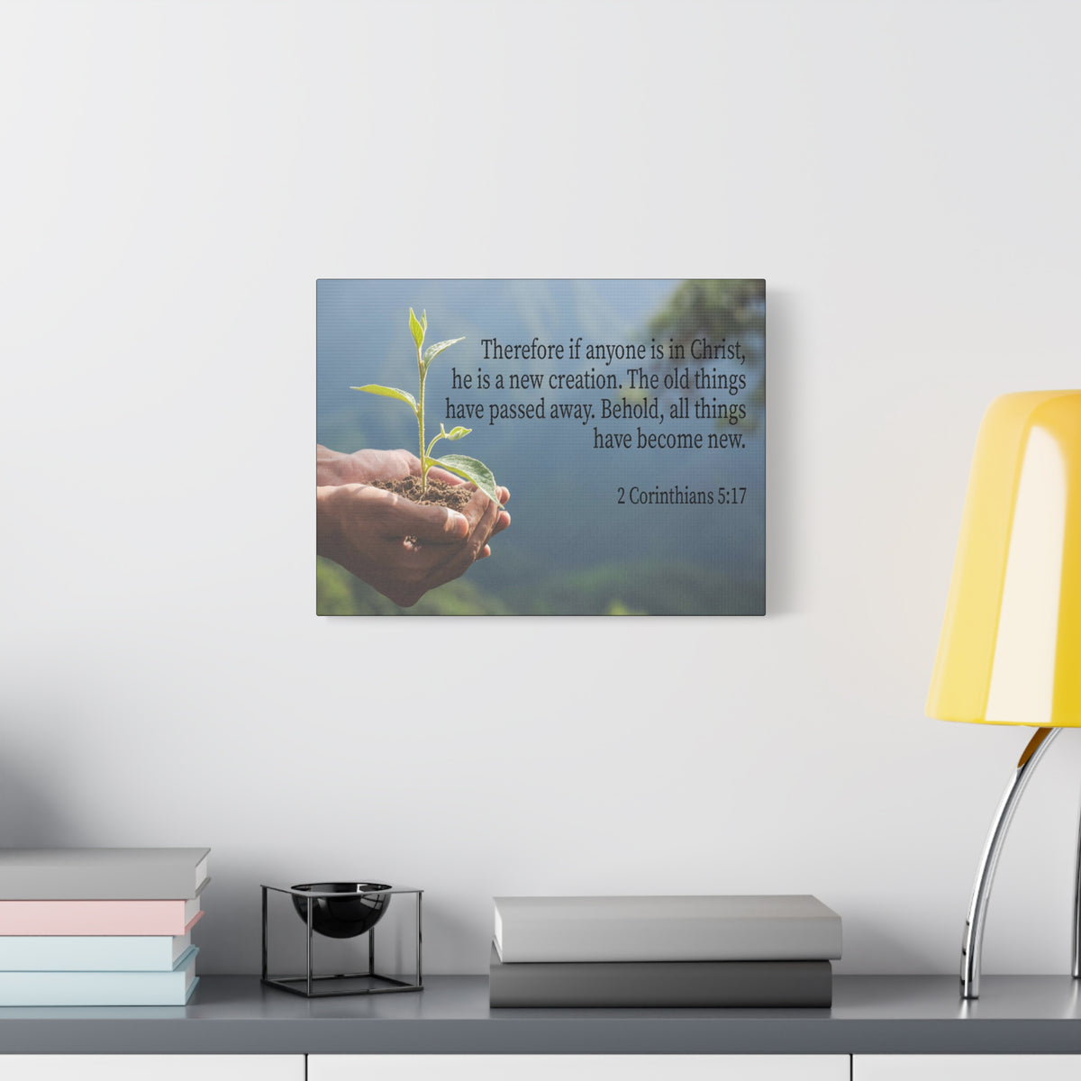 Scripture Canvas Anyone is a New Creation 2 Corinthians 5:17 Christian Wall Art Bible Verse Print Ready to Hang