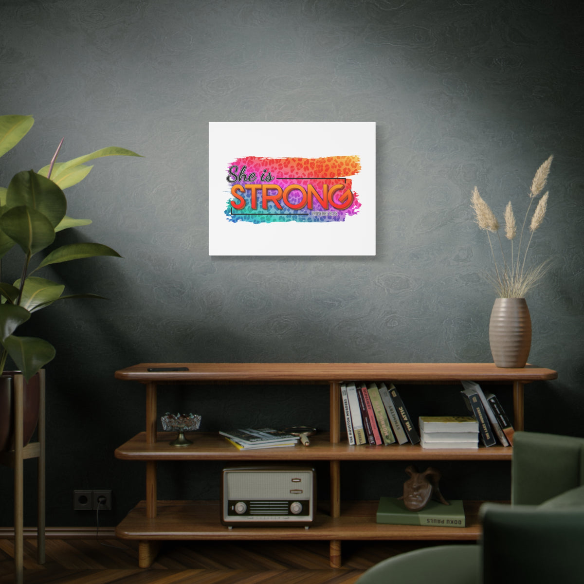 Scripture Canvas She Is Strong Proverbs 31:25 Christian Wall Art Bible Verse Print Ready to Hang