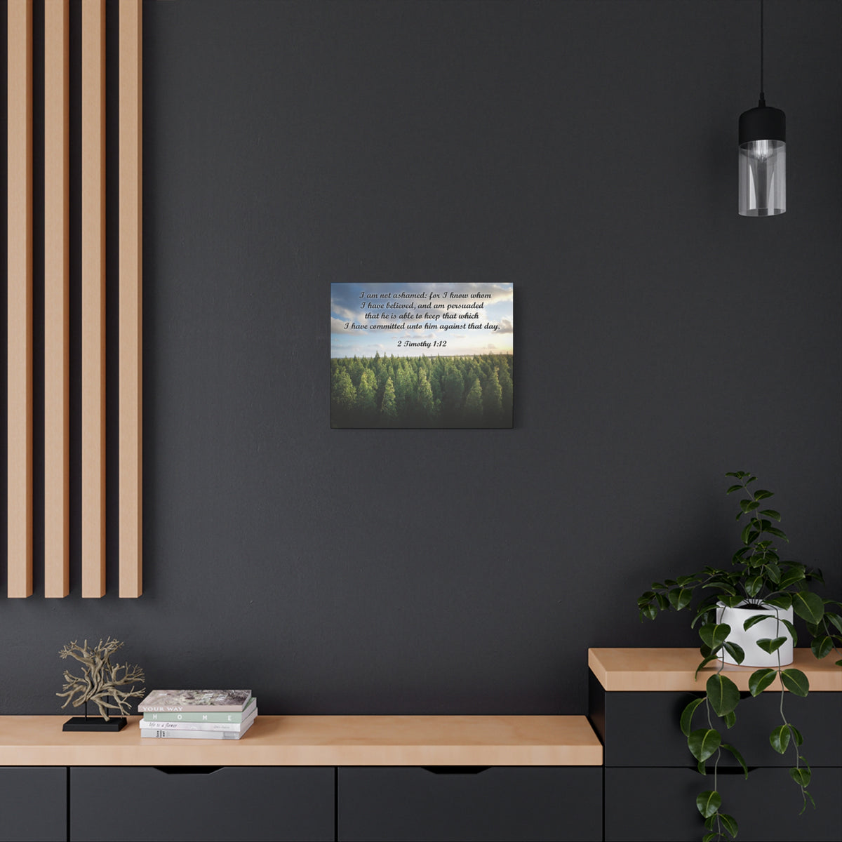 Scripture Canvas Not Ashamed 2 Timothy 1:12 Christian Wall Art Bible Verse Print Ready to Hang