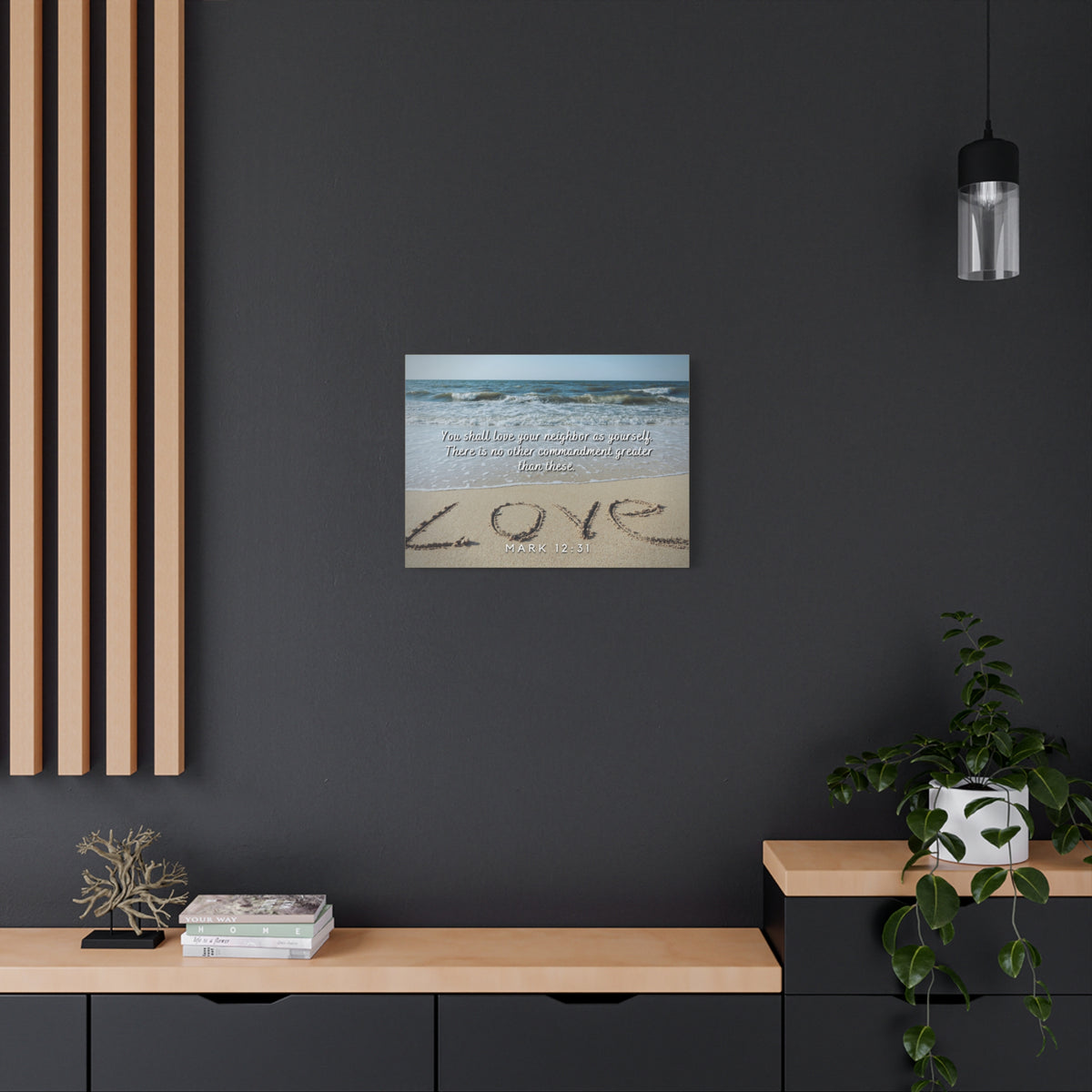 Scripture Canvas Love Your Neighbor Mark 12:31 Christian Wall Art Bible Verse Print Ready to Hang