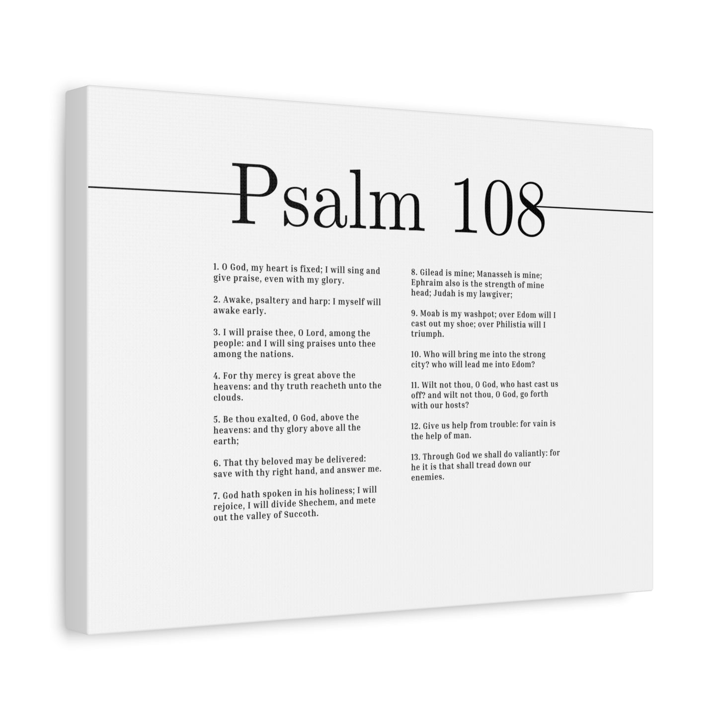Scripture Canvas I Will Sing And Give Praise Psalm 108 Christian Wall Art Bible Verse Print Ready to Hang