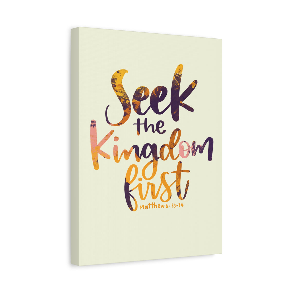 Scripture Canvas Seek The Kingdom First Matthew 6:33-34 Wall Art Bible Verse Print Ready to Hang