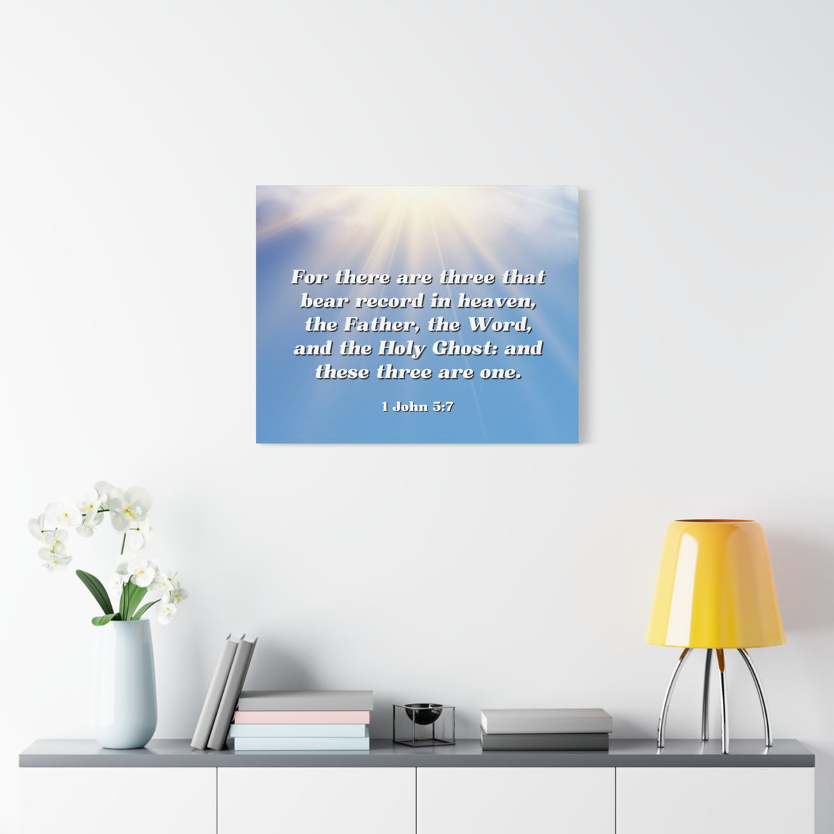 Scripture Canvas Three Are One 1 John 5:7 Christian Wall Art Bible Verse Print Ready to Hang