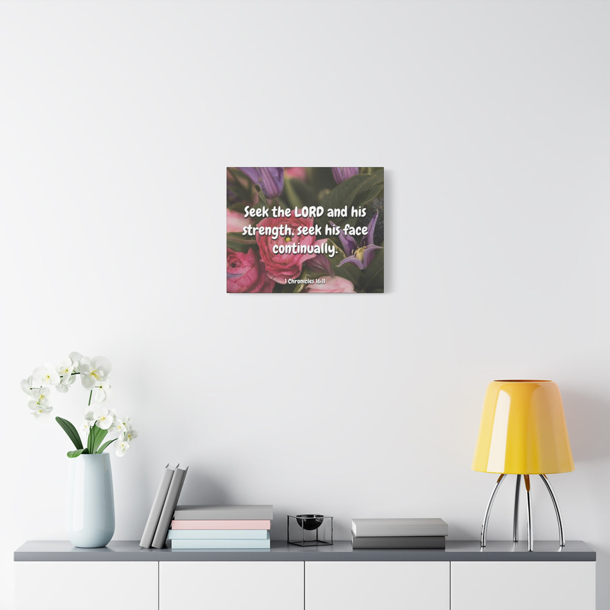Scripture Canvas Seek The Lord 1 Chronicles 16:11 Christian Wall Art Bible Verse Print Ready to Hang
