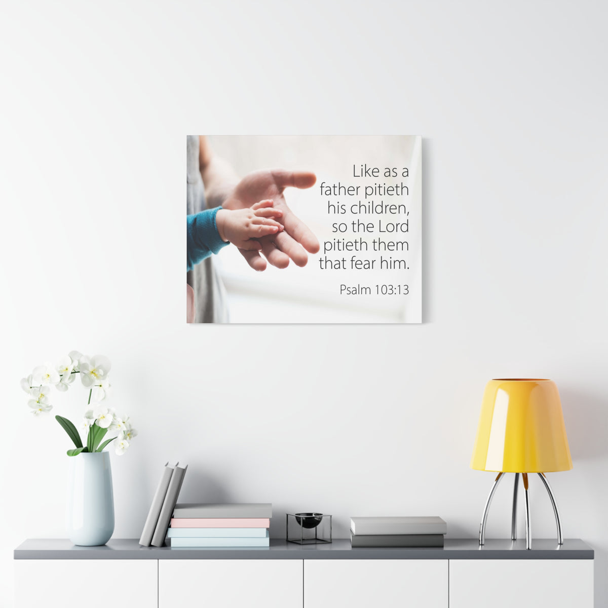 Scripture Canvas Like as a Father Psalm 103:13 Christian Wall Art Bible Verse Print Ready to Hang