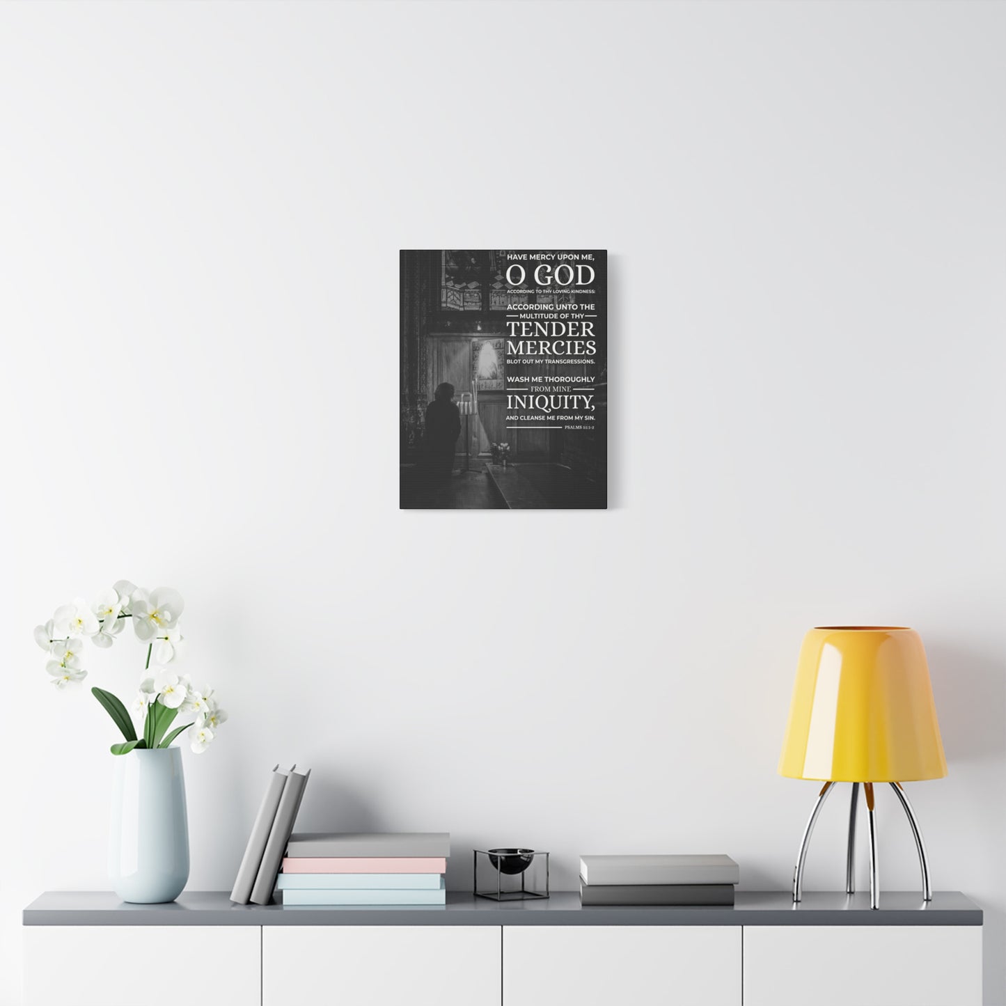 Scripture Canvas Have Mercy Psalms 51:1-2 Christian Wall Art Bible Verse Print Ready to Hang