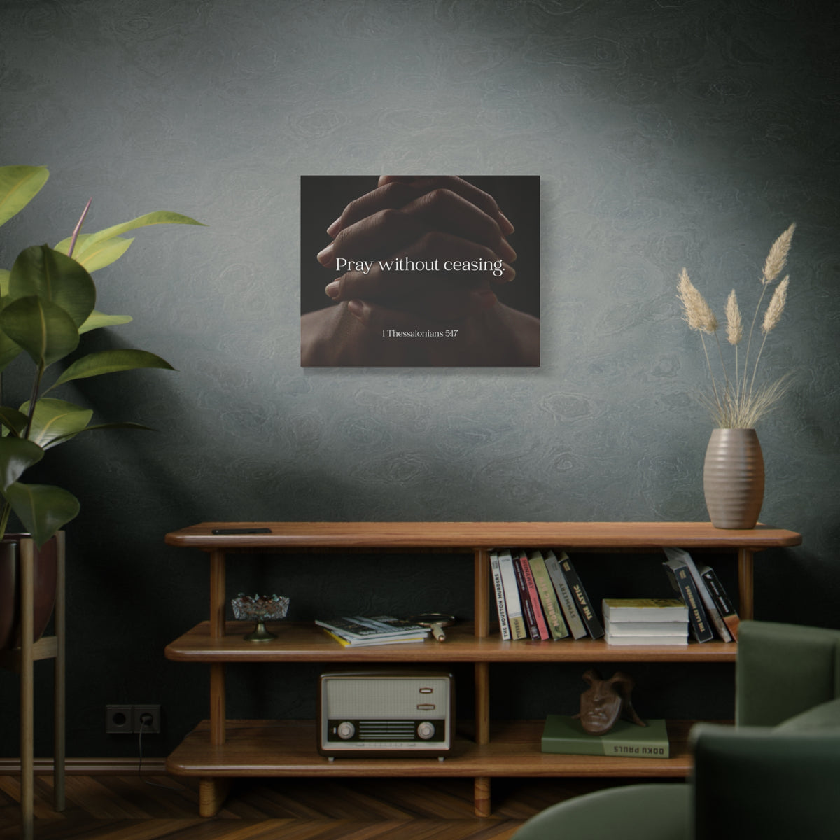 Scripture Canvas Pray Without Ceasing 1 Thessalonians 5:17 Christian Wall Art Bible Verse Print Ready to Hang